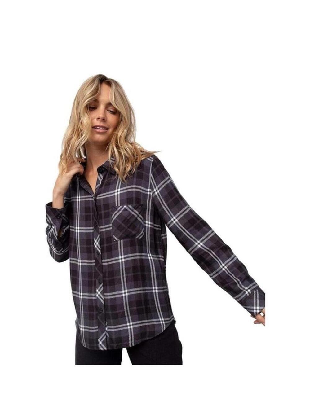 Rails Plaid Hunter Gray/White Button Up sz XS